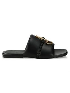 JW Anderson Anchor Logo Leather Slides Medium Orange