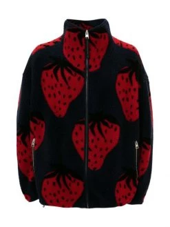 JW Anderson Casual Zip-Front Fleece Jacket For Men Navy Red -Deals Thessura Store unnamed file 143