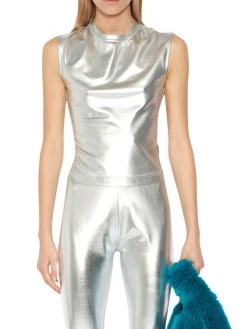 JW Anderson Cropped Metallic Crewneck Top