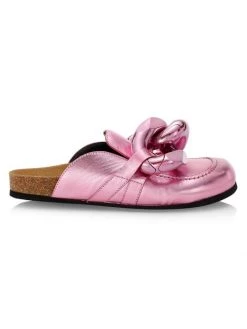 JW Anderson Chain Metallic Leather Loafers