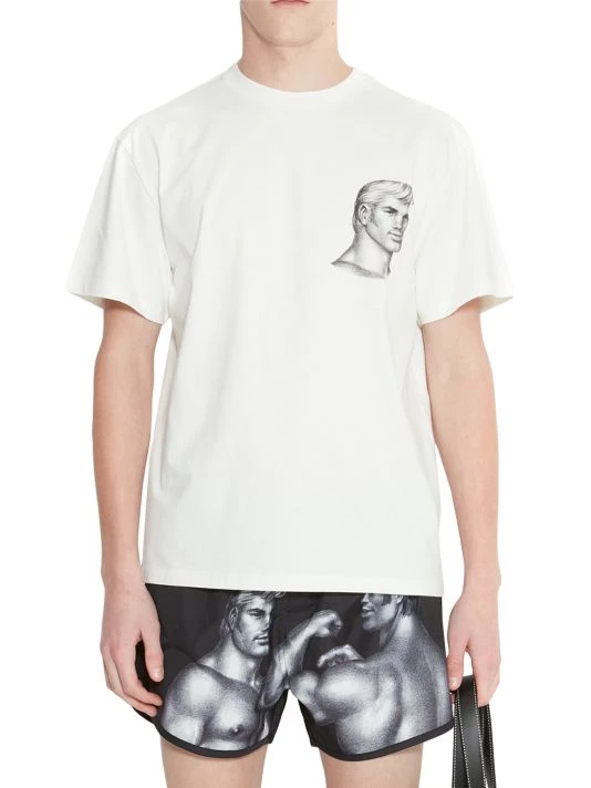JW Anderson X Tom Of Finland Chest Artwork Fitted Short-Sleeve T-Shirt For Men Off White 5 JW Anderson X Tom Of Finland Chest Artwork Fitted Short-Sleeve T-Shirt For Men Off White - Image 3