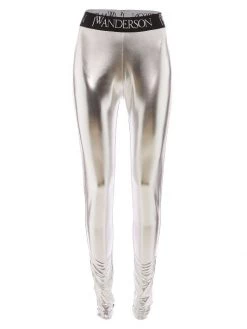 JW Anderson Metallic Logo-Waist Leggings