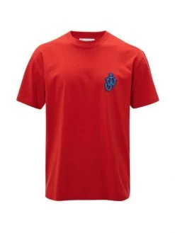 JW Anderson Anchor Patch Cotton T-Shirt For Men Orange -Deals Thessura Store unnamed file 244