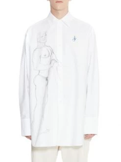 JW Anderson X Tom Of Finland Artwork Oversized Button-Front Shirt For Men