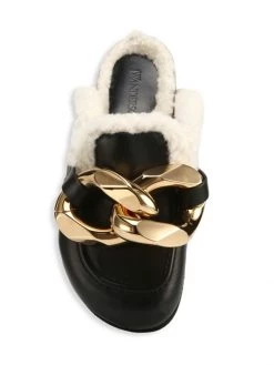 JW Anderson Chain Shearling-Lined Leather Loafer Mules -Deals Thessura Store unnamed file 353