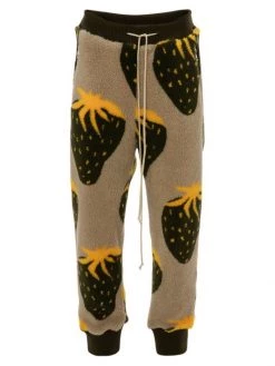 JW Anderson Tapered Fleece Joggers For Men Natural Green