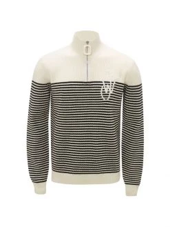 JW Anderson JWA Quarter-Zip Striped Sweater For Men Off White Black -Deals Thessura Store unnamed file 424