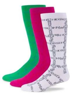 JW Anderson Logo Grid 3-Piece Sock Set For Men