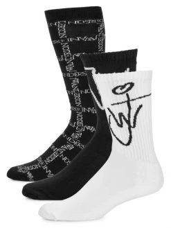 JW Anderson Logo Cotton-Blend Socks, Pack Of 3 For Men