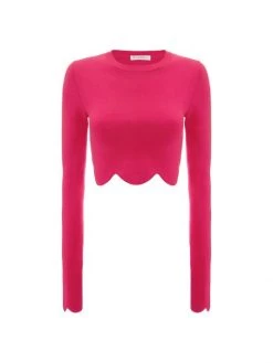 JW Anderson Cropped Scalloped-Hem Top