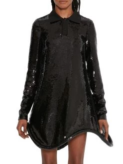 JW Anderson Asymmetric Sequin-Embroidered Polo Minidress -Deals Thessura Store unnamed file 74